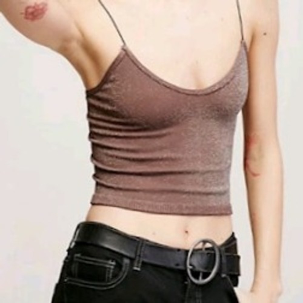 Free People Intimately Skinny Strap Seamless Brami Mink Sparkle Size XS/S